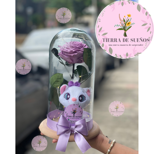 Rosa preservada con peluche 